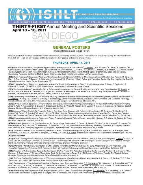 General posters - ishlt - The International Society for Heart & Lung ...