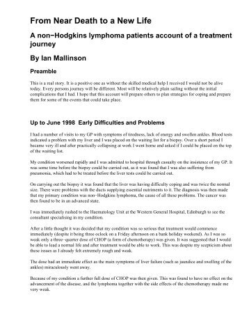 From Near Death to a New Life by Ian Mallinson - SCAN