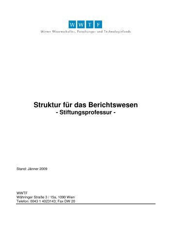 Struktur fÃƒÂ¼r das Berichtswesen - Wiener Wissenschafts-, Forschungs