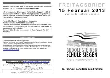 Freitagsbrief 15.02.2013 - Rudolf-Steiner-Schule Siegen Freie ...