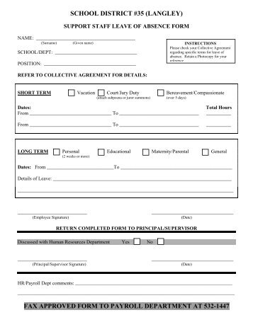 support leave form - School District #35