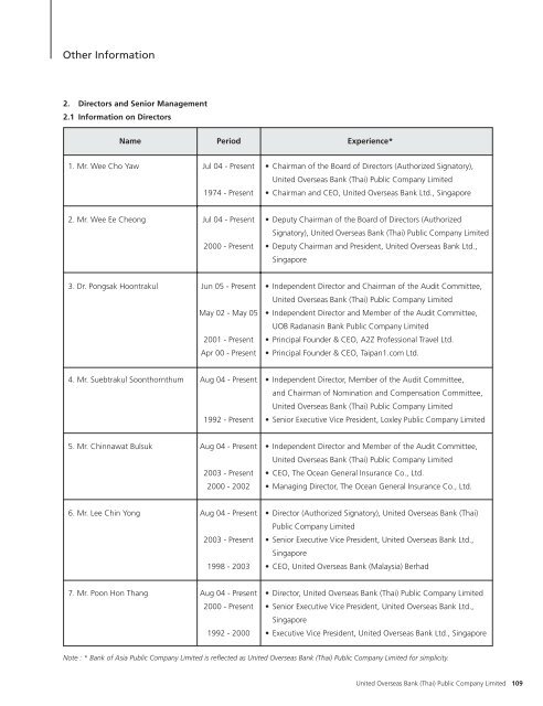 (Thai) Annual Report 2005 - United Overseas Bank