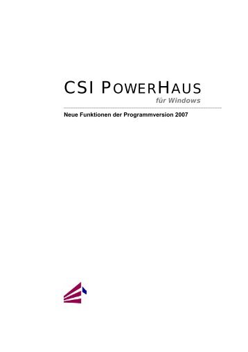 Powerhaus - Neue Funktionen Version 2007