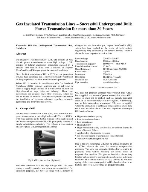 Gas Insulated Transmission Lines – Successful ... - Siemens