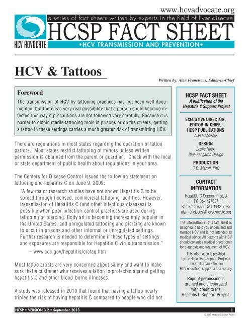 HCV and Tattoos - HCV Advocate