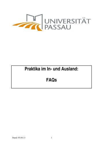 Praktika im In- und Ausland: FAQs - Universität Passau
