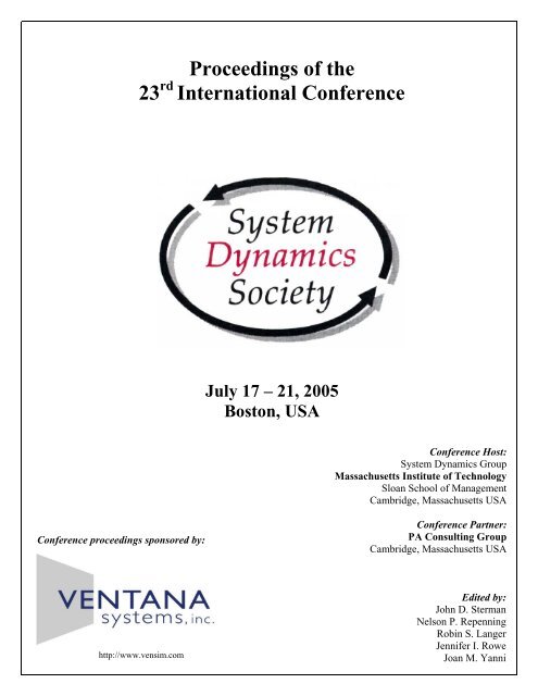 Proceedings Of The 23 International Conference System Dynamics