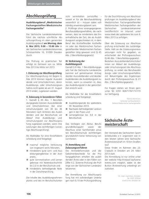 Ärzteblatt Sachsen 03/2013 - Sächsische Landesärztekammer