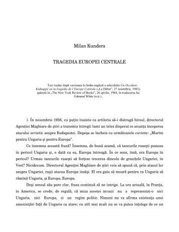 Milan Kundera TRAGEDIA EUROPEI CENTRALE