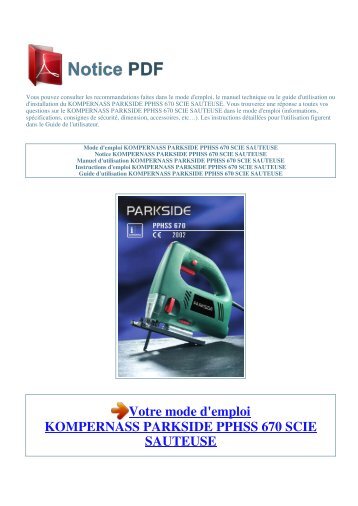 Mode d'emploi KOMPERNASS PARKSIDE PPHSS 670 SCIE - 1