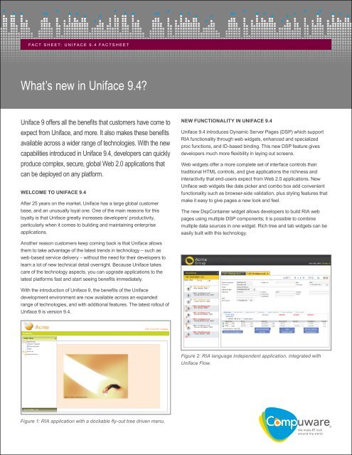 What's new in Uniface 9.4? - Compuware Corporation