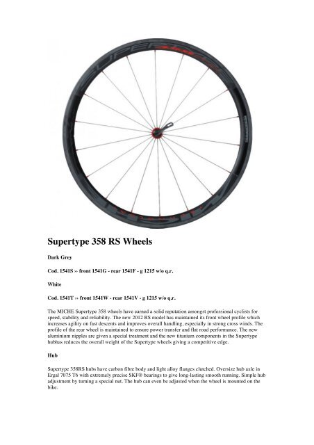 Supertype 358 RS Wheels - Pro Bike Center