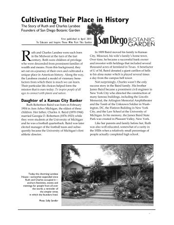 Cultivating Their Place in History - San Diego Botanic Garden