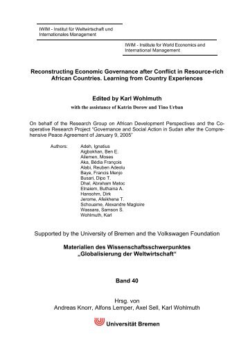 Reconstructing Economic Governance after Conflict in Resource ...