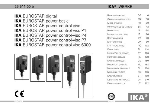 Eurostar control viscosity operating instructions - Sigma-Aldrich