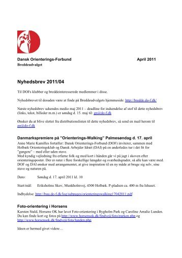 Nyhedsbrev 2011/04 - BÃ¸rn Unge - Dansk Orienterings-Forbund