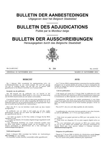 bulletin des adjudications bulletin der ausschreibungen