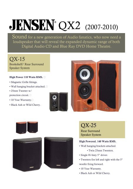 QX2 brochure - Jensen Speakers