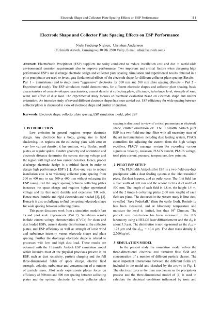 Electrode Shape and Collector Plate Spacing Effects on ESP - isesp