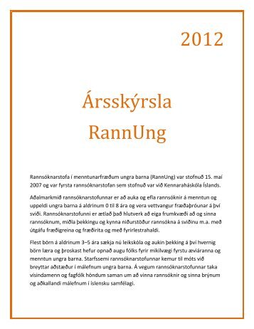 2012 - RannsÃ³knarstofa Ã­ barna- og Ã¦skulÃ½Ã°sfrÃ¦Ã°um (BÃR ...