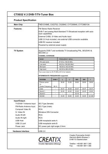 CTX932 V.3 Dvb-T/Tv-Tuner Box - creatix