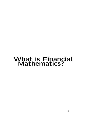 What is Financial Mathematics?