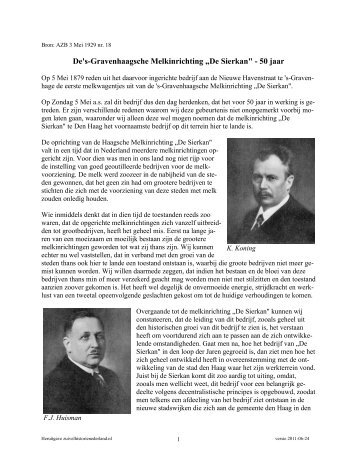Den Haag "50 jr. De Sierkan" - AZB - 1929 - Zuivelhistorie Nederland