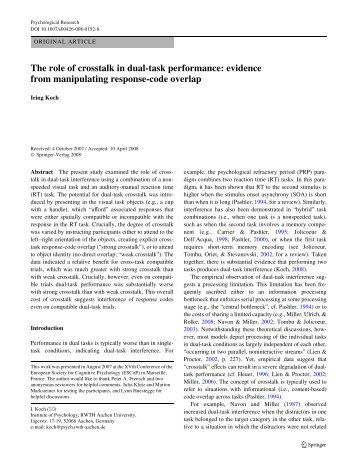 The role of crosstalk in dual-task performance: evidence from ...