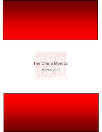 The China Monitor - The Centre for Chinese Studies