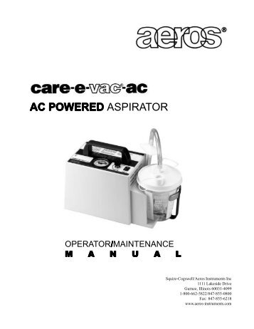 Aeros Care-E-Vac AC Suction Pump User Manual