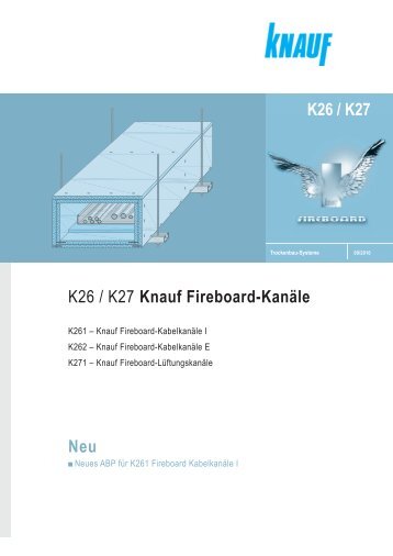 Neu K26 / K27 Knauf Fireboard-KanÃ¤le K26 / K27