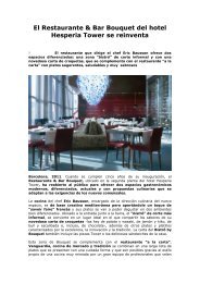 El Restaurante & Bar Bouquet del hotel Hesperia Tower se reinventa