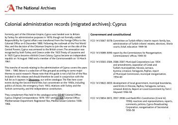 Colonial administration records (migrated archives): Cyprus