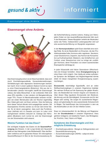 Eisenmangel ohne AnÃ¤mie.indd - gesund & aktiv