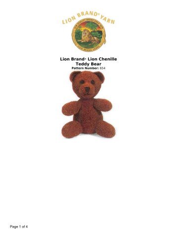 Lion BrandÂ® Lion Chenille Teddy Bear - Crochet Baby Patterns