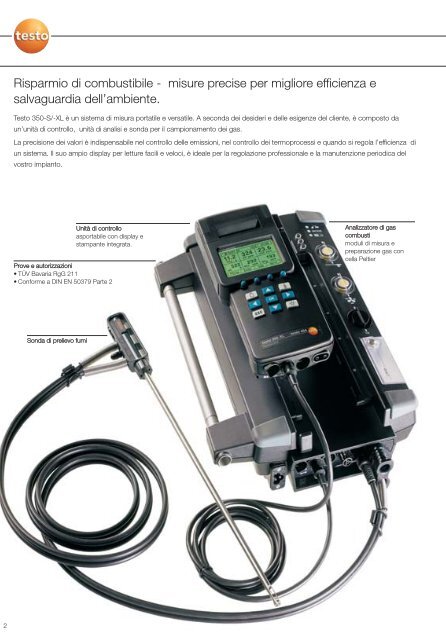 Testo 350 - Sistema portatile per l'analisi delle emissioni - Logismarket