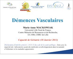 Dr Mackowiak – Démence Vasculaire - PIRG