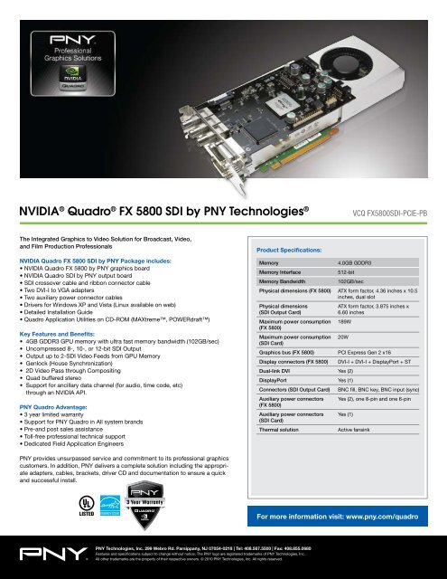 NVIDIAÂ® QuadroÂ® FX 5800 SDI by PNY TechnologiesÂ®