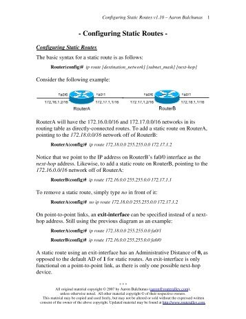 Configuring Static Routes - Router Alley