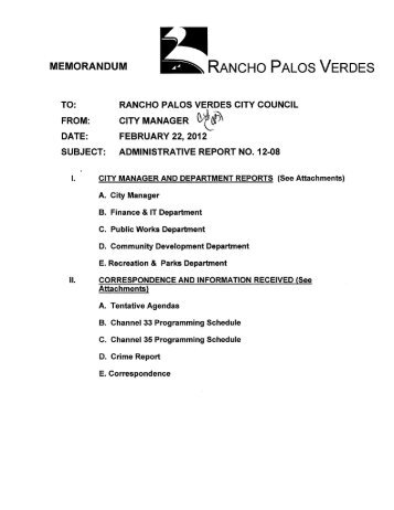 ADMINISTRATIVE REPORT NO. 12-08 - Palos Verdes on the Net