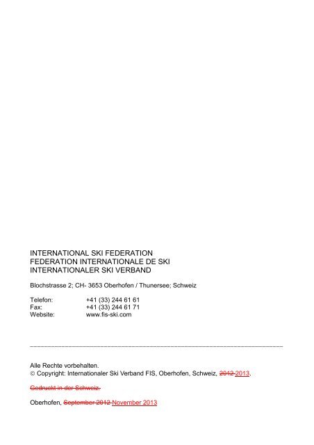 Vorgeschlagene Reihenfolge - FIS