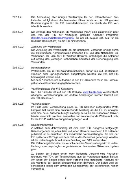 Vorgeschlagene Reihenfolge - FIS