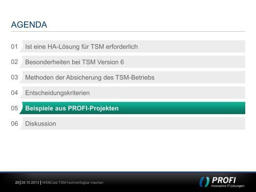 Hochverfügbarer TSM Server - PROFI Engineering Systems AG