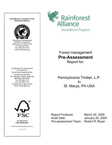 2001 Forest Management Report Template - Rainforest Alliance