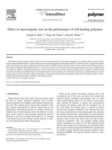 Effect of microcapsule size on the performance of self-healing ...