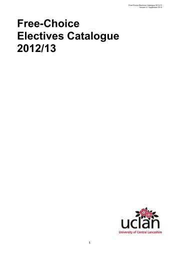 Free-Choice Electives Catalogue 2012/13 - University of Central ...