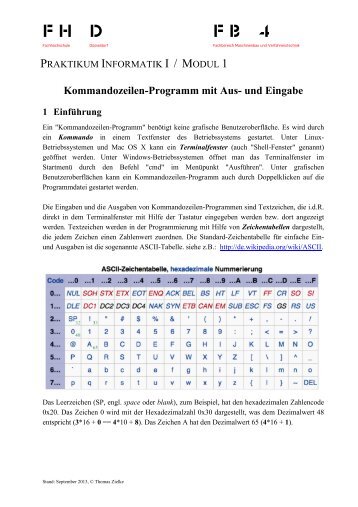 praktikum informatik i / modul 1 - Fachhochschule Düsseldorf