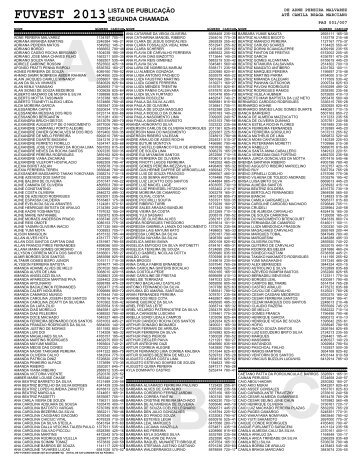 fuvest 2013lista de publicaÃ§Ã£o