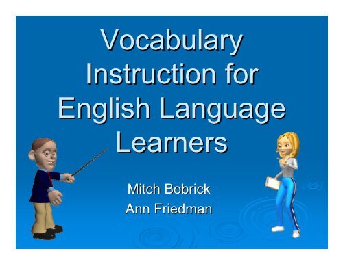 Vocabulary Instruction for English Language Learners - The School ...