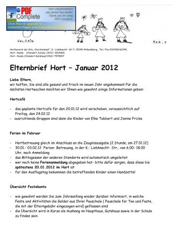 Elternbrief Jan. 2012 - der Kita Storchennest in Altlandsberg